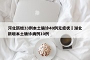 河北新增33例本土确诊40例无症状›湖北新增本土确诊病例10例